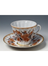 Чашка с блюдцем чайная "Осенние цветы" форма "Лучистая"